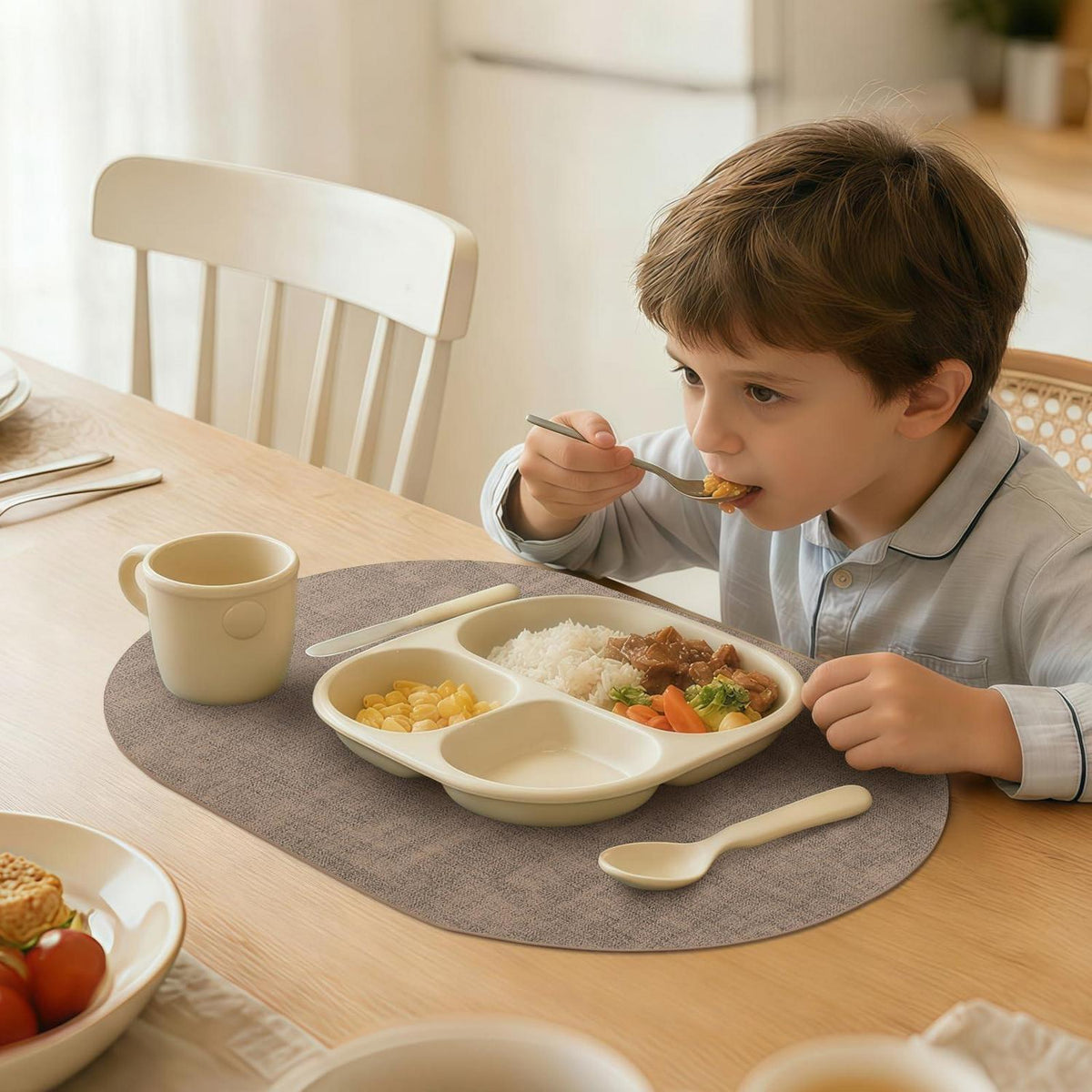 Platzsets Oval Braun 4er Set – Abwaschbar & Hitzebeständig