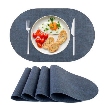 Platzsets Oval Dunkel Blau - Abwaschbares 4er Set