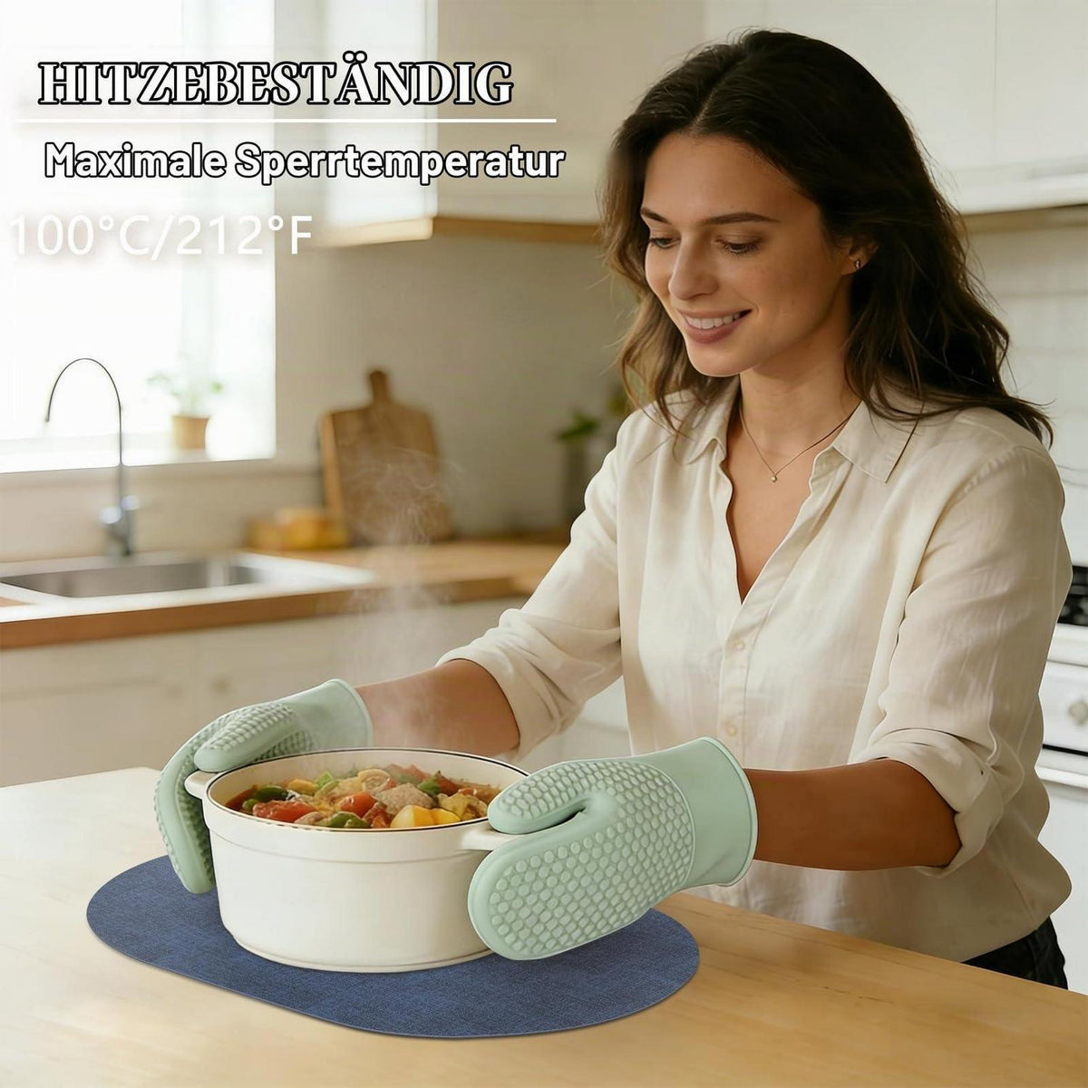 Platzsets Oval Dunkel Blau - Abwaschbares 4er Set