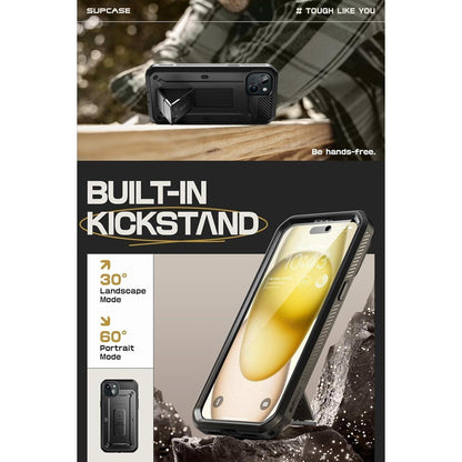 iPhone 15 Plus Hülle mit Displayschutz, Schwarz