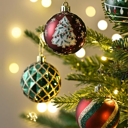Weihnachtskugeln 16er Set 6cm Rot Grün Gold Bruchfest mit Aufhänger