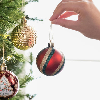 Weihnachtskugeln 16er Set 6cm Rot Grün Gold Bruchfest mit Aufhänger