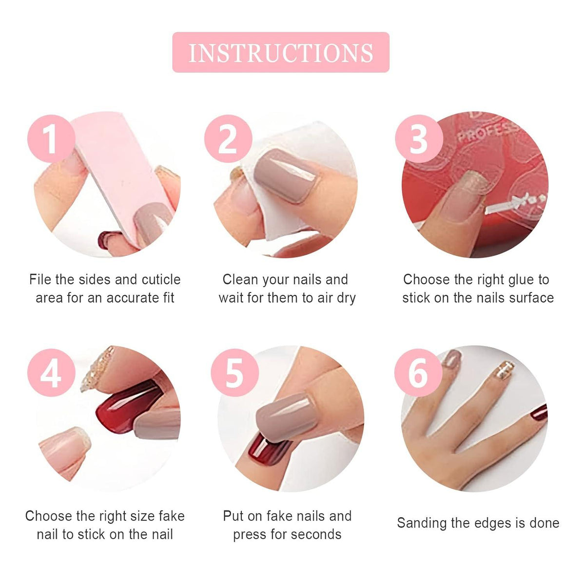 24 Stück Eckig Kurz French Tips Nägel, Rein Weiß Press on