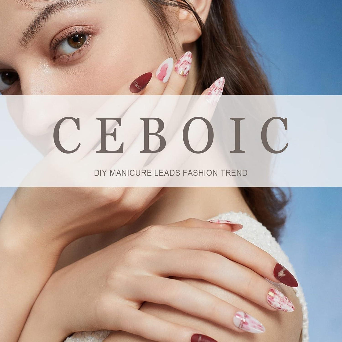 24 Stück Eckige French Tips Nägel Weiß mit Klebepads