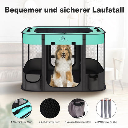 ROMANTIC BEAR Welpenauslauf Hundebox Wasserdicht Faltbar