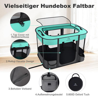 Hundebox Faltbar Wasserdicht Tierlaufstall Abnehmbar Transportbox Freigehege HundKatzeKaninchen Tragbar Hund Laufgitter