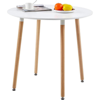 Skandinavisches Essgruppen-Set: Holztisch (80cm) & 4 Stühle