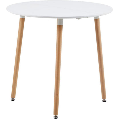 Skandinavisches Essgruppen-Set: Holztisch (80cm) & 4 Stühle