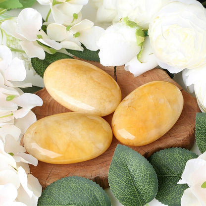 Große Gelbe Jade Ovaler Kristall Sorgenstein zur Angstlinderung