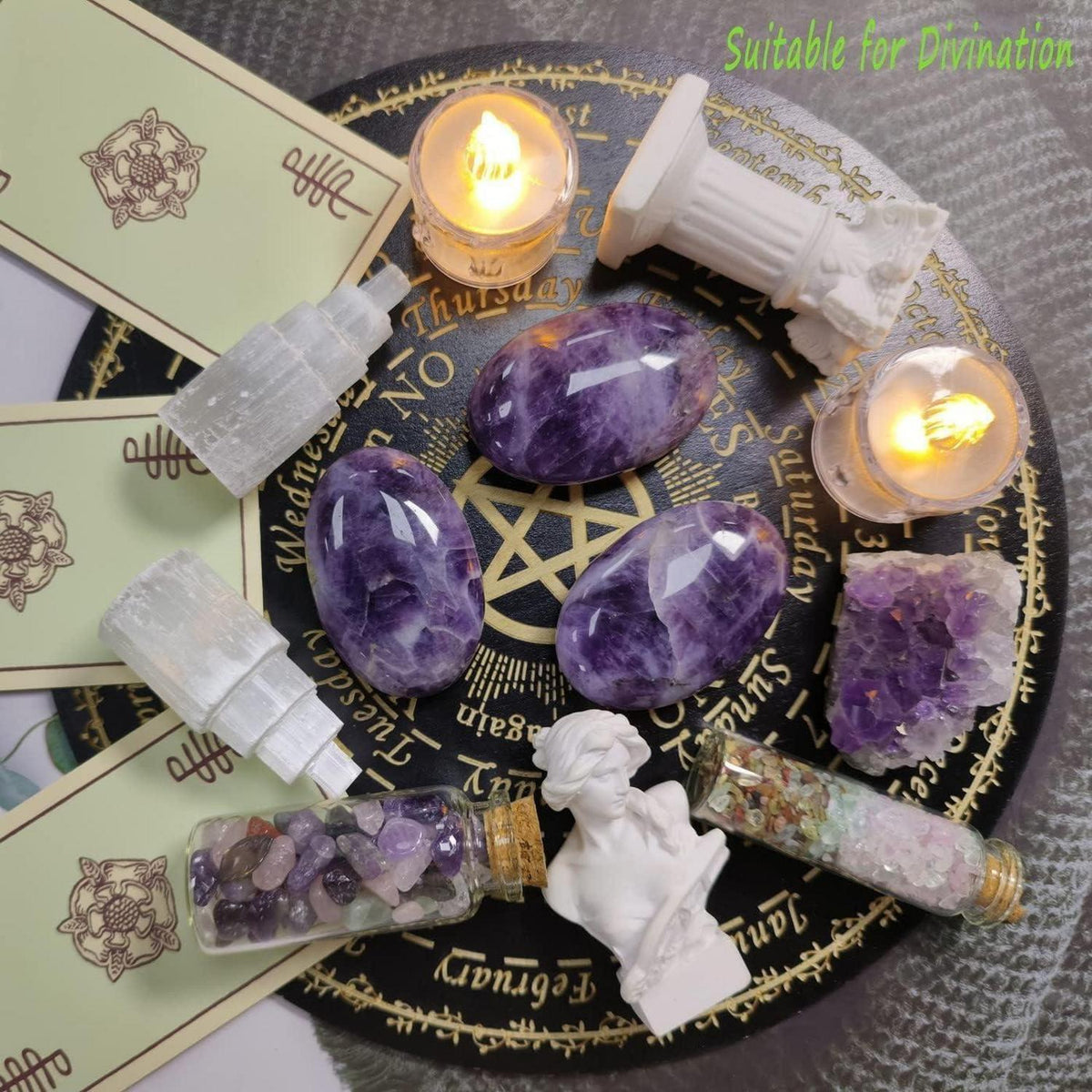 Amethyst Edelstein Handschmeichler 2.4 Zoll Oval, Heilkristall für Meditation