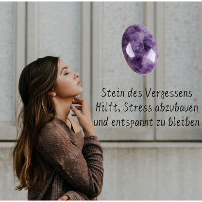 Amethyst Edelstein Handschmeichler 2.4 Zoll Oval, Heilkristall für Meditation