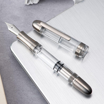 Füllfederhalter Acryl Transparent Kolbenfüller Bock Feder Broad Nib