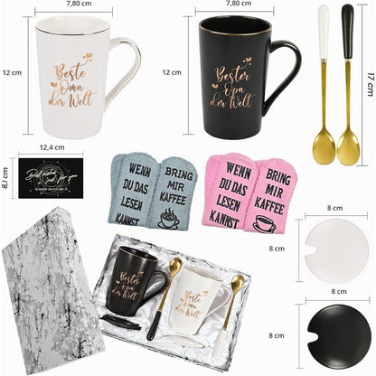 Kaffeetasse Geschenkset Opa Oma – Personalisiert & mit Socke