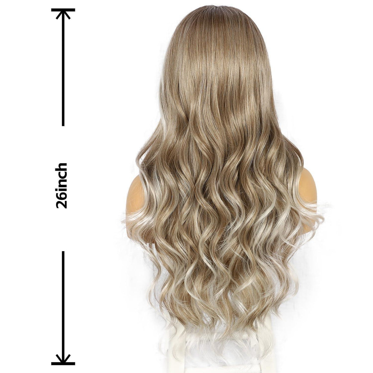 Synthetische Körperwelle Perücke Graubraun Balayage 26 Zoll