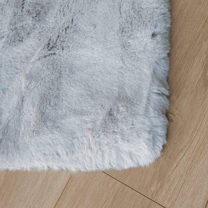 Flauschiger Grau Teppich 150x215 cm – Waschbar & Weich