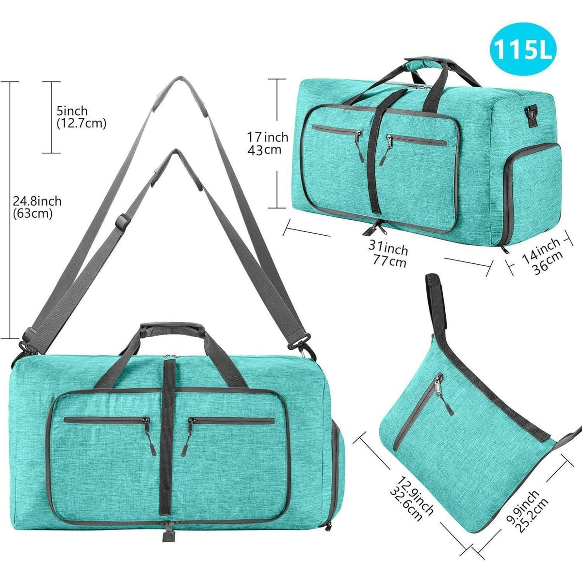 Reisetasche 115L mit Schuhfach, Minzgrün