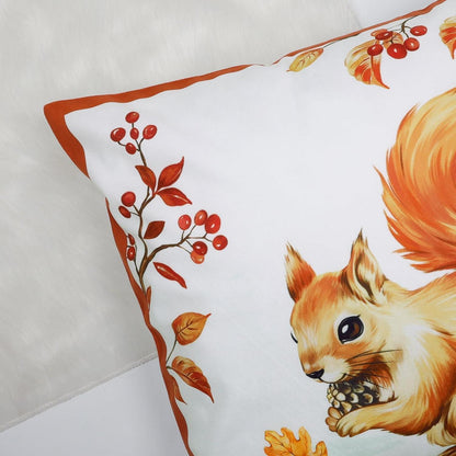 Herbsttiere Kissenbezüge 4er Set 45x45 cm Fuchs Eule Hirsch