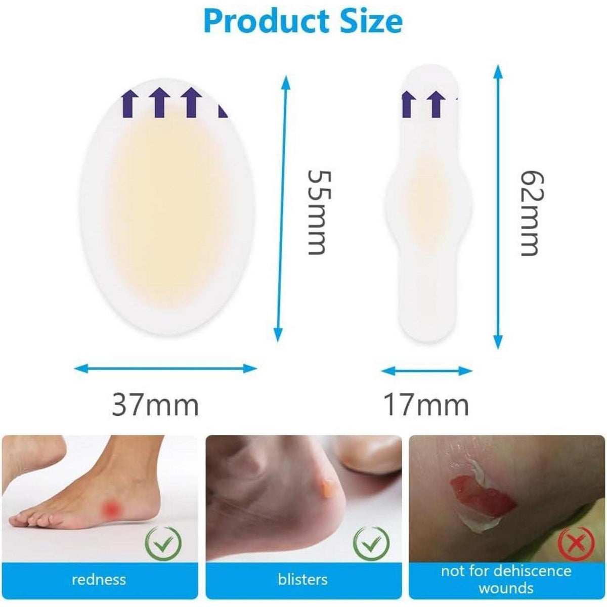 Blasenpflaster Hydrogel Wasserdicht für Ferse & Zehen (16 Stück)