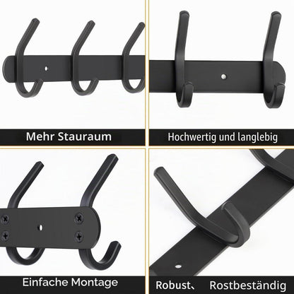 Kleiderhakenleiste Wandmontage mit 6 Haken, Schwarz