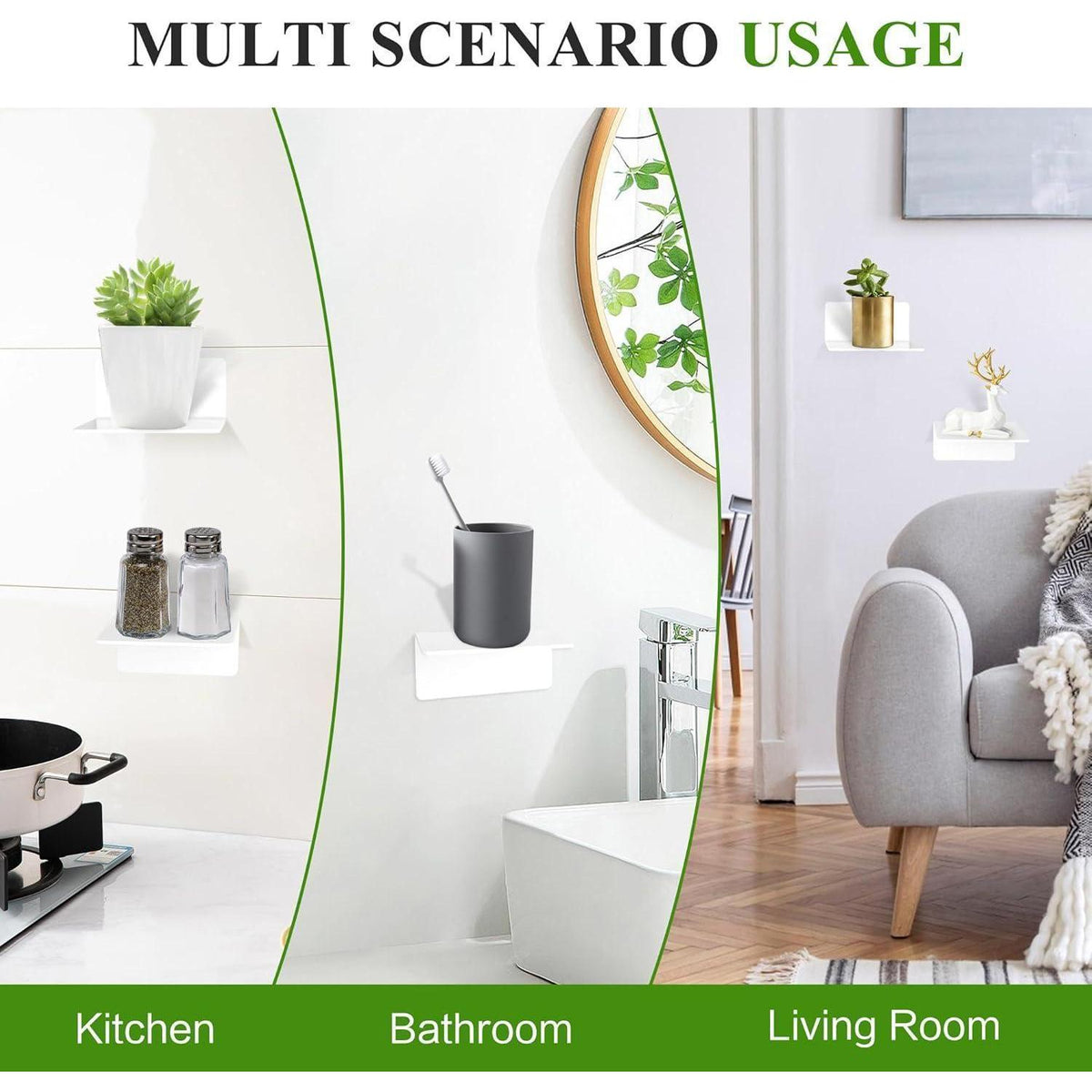 4er Set Kleines Wandregal Weiß 10cm ohne Bohren aus Acryl