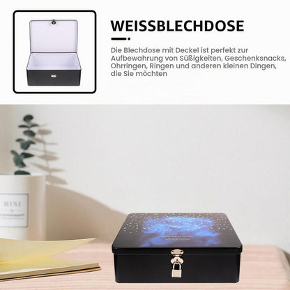 Blechdose mit Schloss und Schlüssel, Vintage Schmuckdose