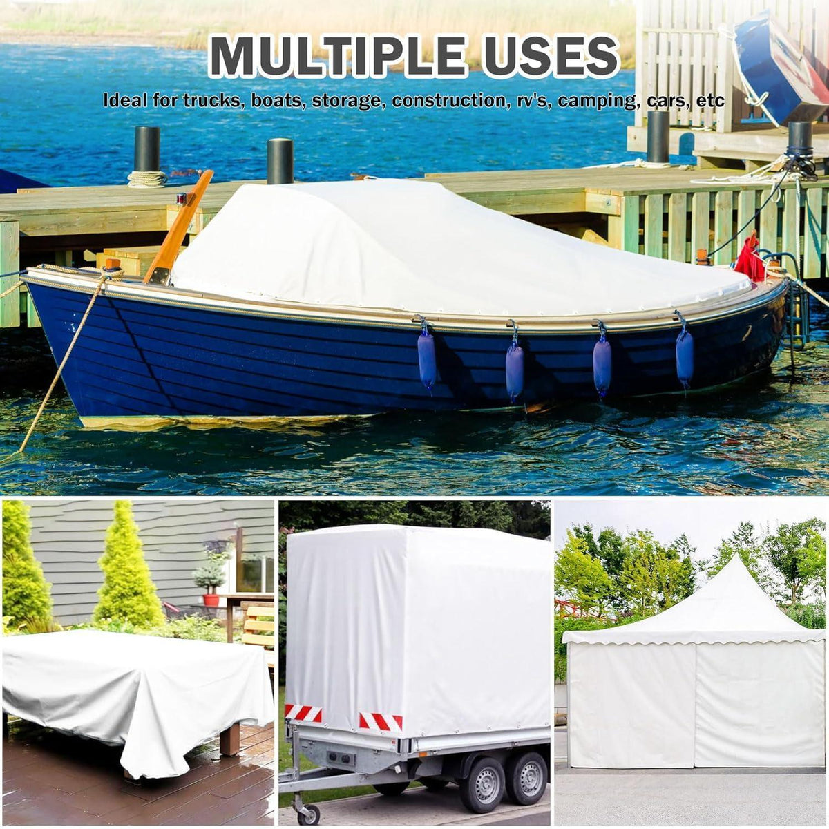 Wasserdichte Abdeckplane 4x6m, 440g/m² PVC Plane für Garten & Bau