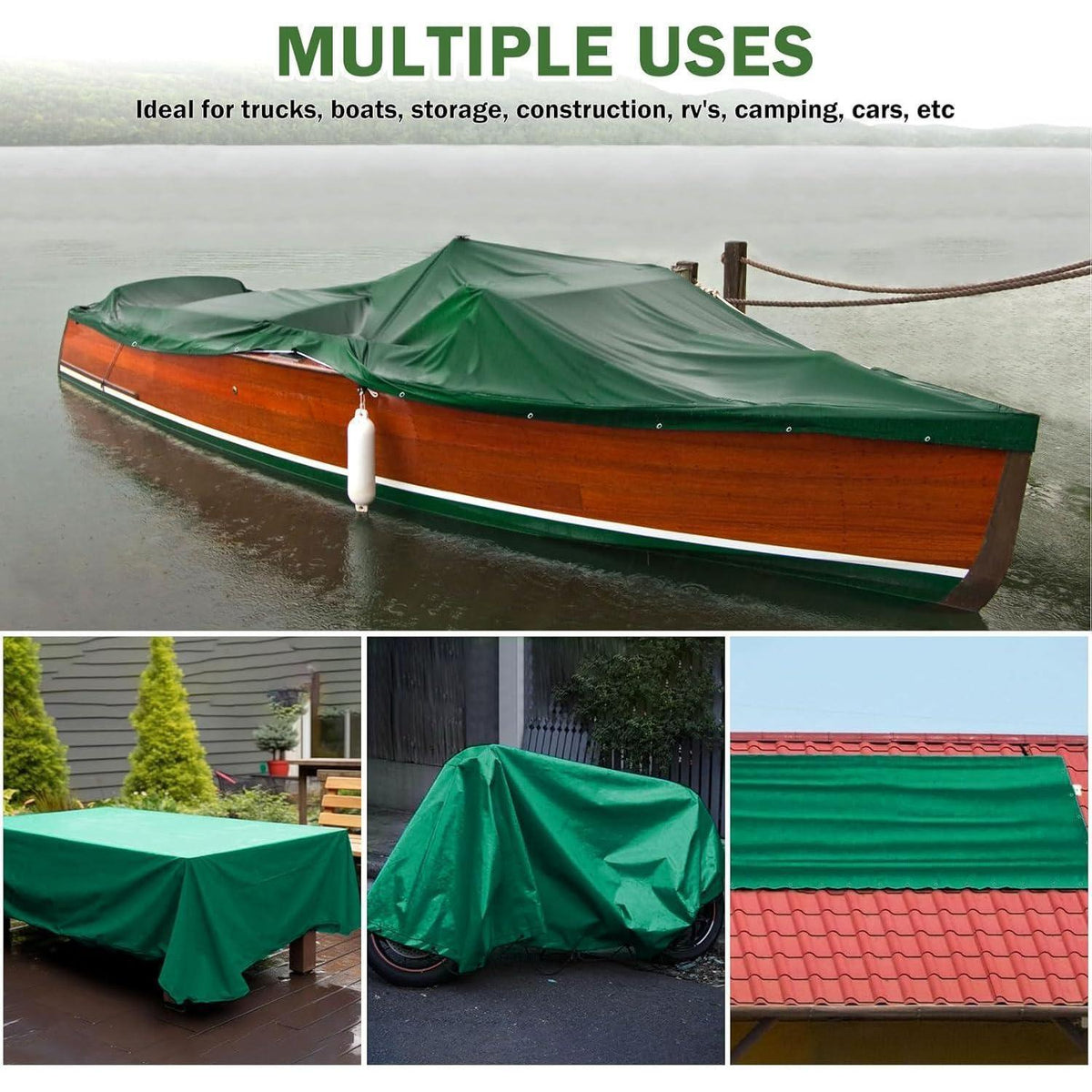 Wasserdichte Abdeckplane 3x5m – Grün, 440g/m² PVC Plane