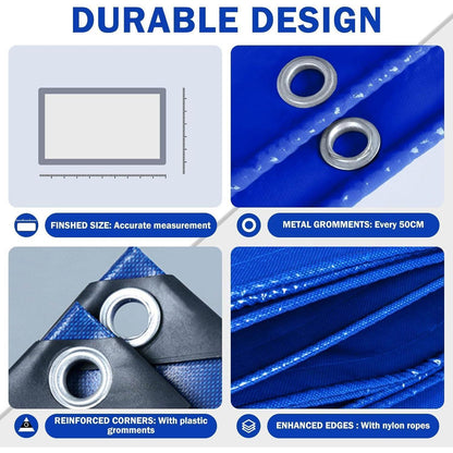 Wasserdichte Abdeckplane 3x4m – 440g/m² PVC Schutzplane Blau