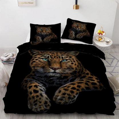 Leopard 3D Bettwäsche-Set 220x240 cm | Mikrofaser Bettbezug mit Kissenbezügen