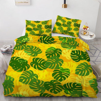 Palmblatt Bettwäsche Set 135x200 cm - 4-teilig Mikrofaser