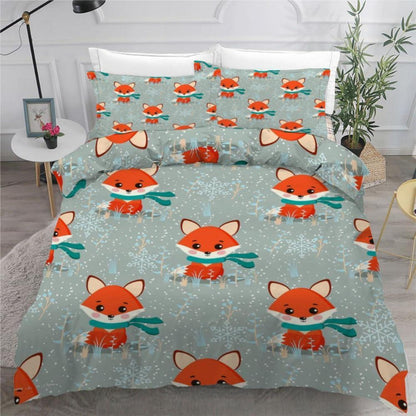 Kawaii Fuchs Bettwäsche-Set 135x200 cm | 4-teilig Mikrofaser