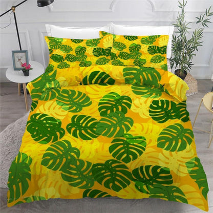 Bettwäsche-Set Palmblatt 220x240 cm 3-teilig Mikrofaser