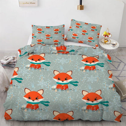 Kawaii Fuchs 3-teilige Bettwäsche 220x240 cm Mikrofaser