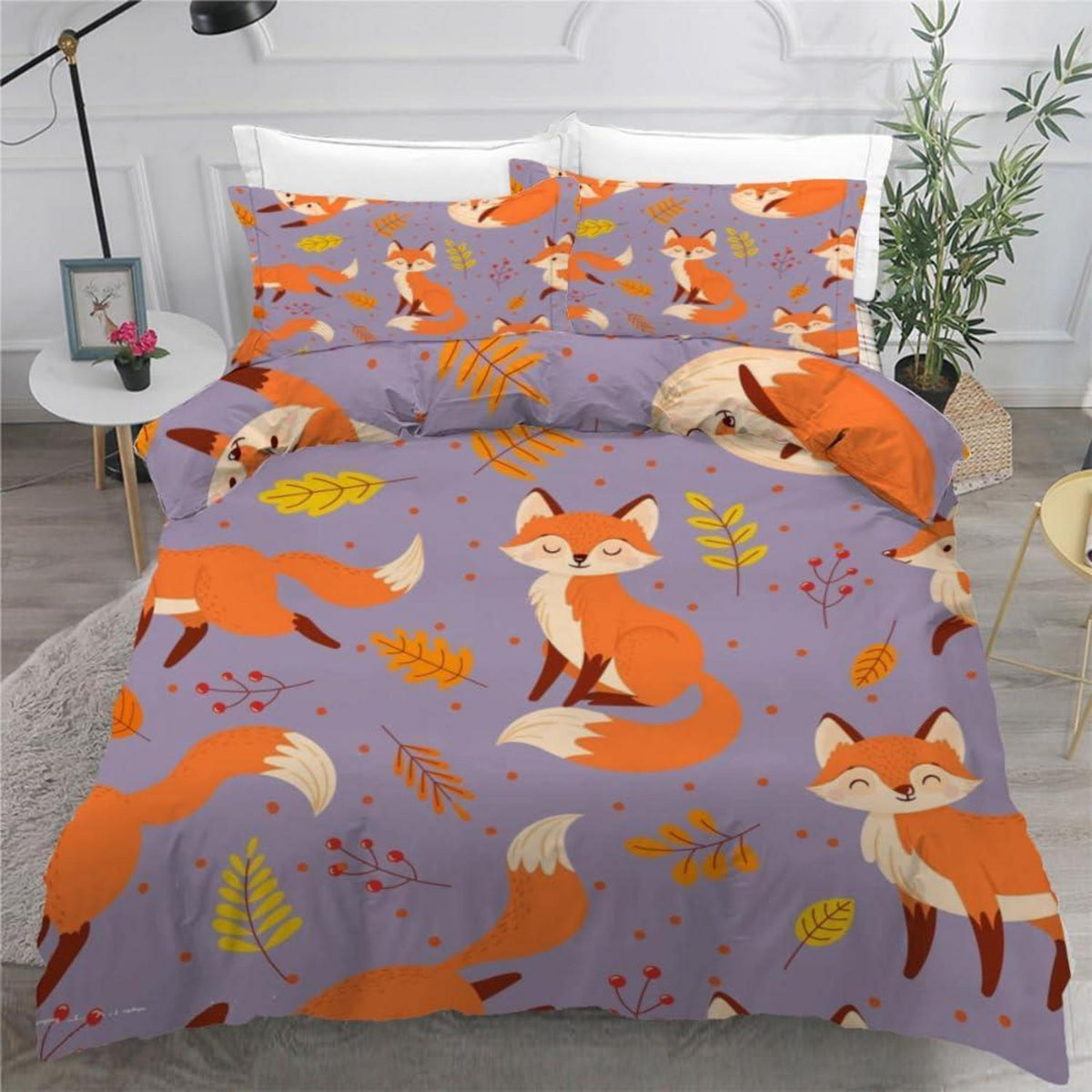 ROUSKI Bettwäsche Fuchs 220x240 cm 3tlg. Mikrofaser Bettbezug Set