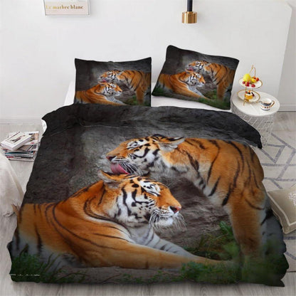 Tiger 3teilige Bettwäsche 220x240 cm - Mikrofaser Bettbezug Set