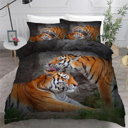 Tiger 3tlg. Bettwäsche-Set 155x220 cm - Mikrofaser 3D Design