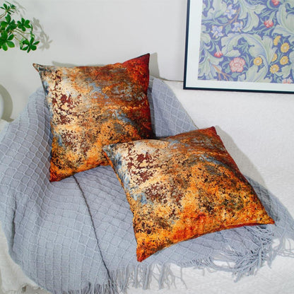 2x Kissenbezug Goldbraun Rostfarben – Samt Deko Kissen 45x45 cm