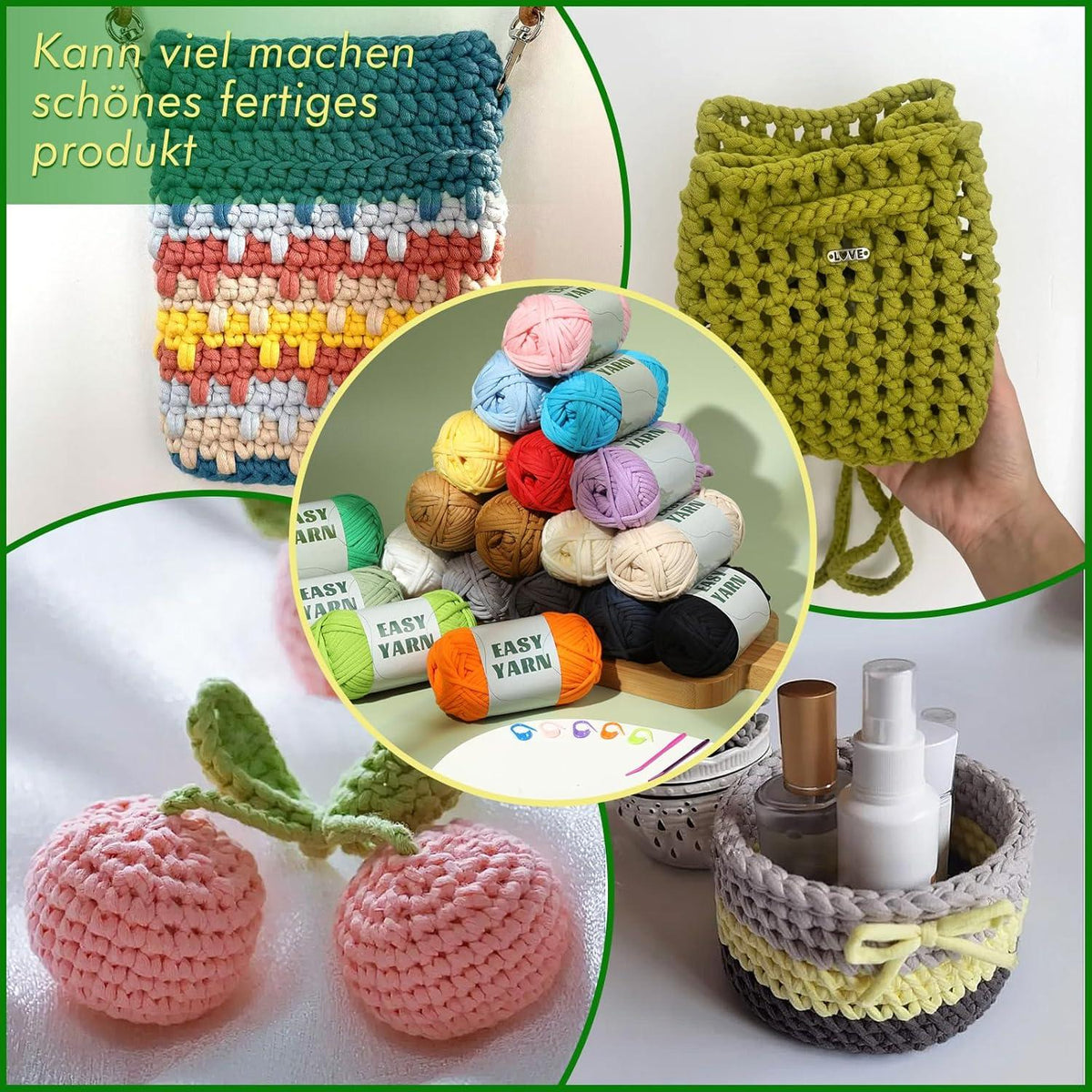 4x50g Häkelgarn Baumwolle Anfänger Strickgarn Dunkelblau Hellgrau Dunkelgrau