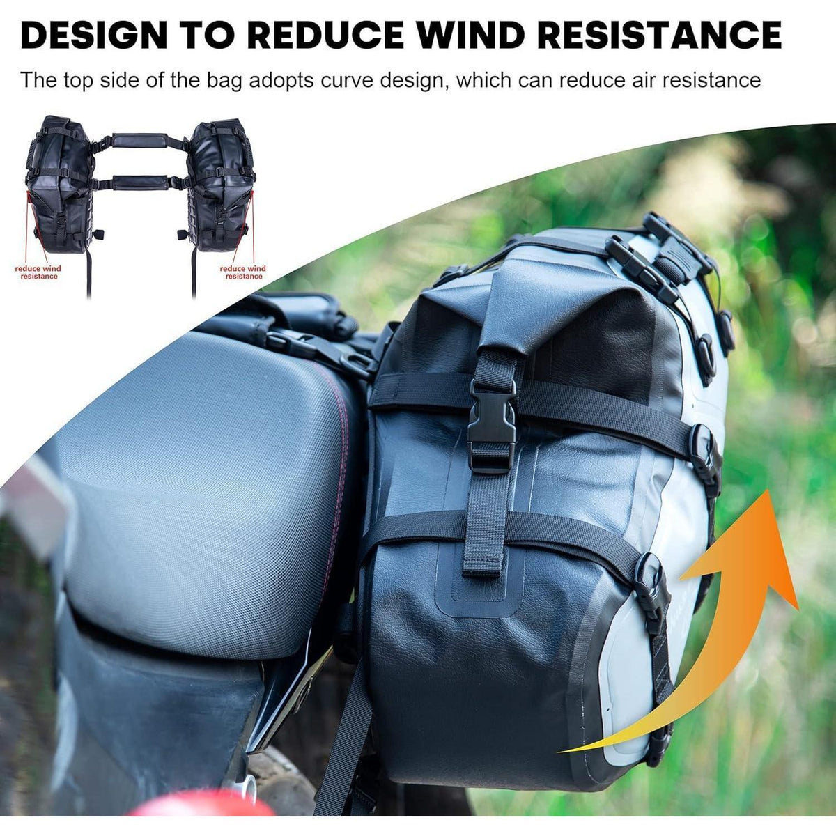 Wasserdichte Motorrad Satteltaschen 24L (Grau) – Seitentaschen