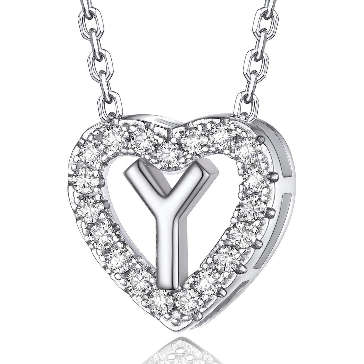 Personalisierte Initialen Herz Kette Damen mit Moissanit