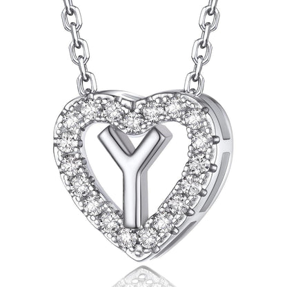 Personalisierte Initialen Herz Kette Damen mit Moissanit