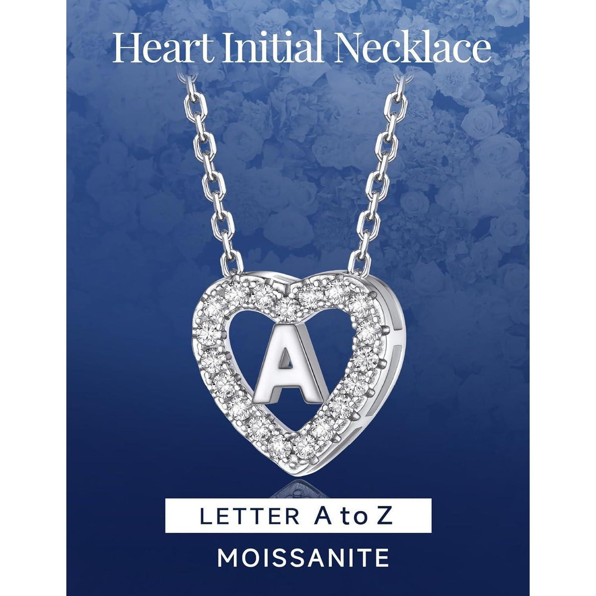 Personalisierte Initialen Herz Kette Damen mit Moissanit