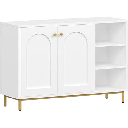 Weiß-Gold Badezimmerschrank mit 2 Türen & verstellbarem Regal