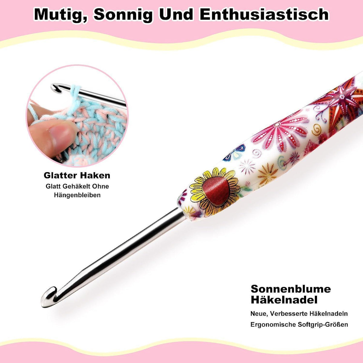 Häkelnadel Set 14 Größen – Ergonomisch & Lila Häkelset für Anfänger