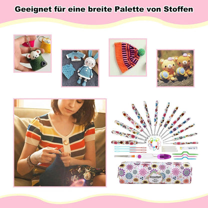 Häkelnadel Set 14 Größen – Ergonomisch & Lila Häkelset für Anfänger