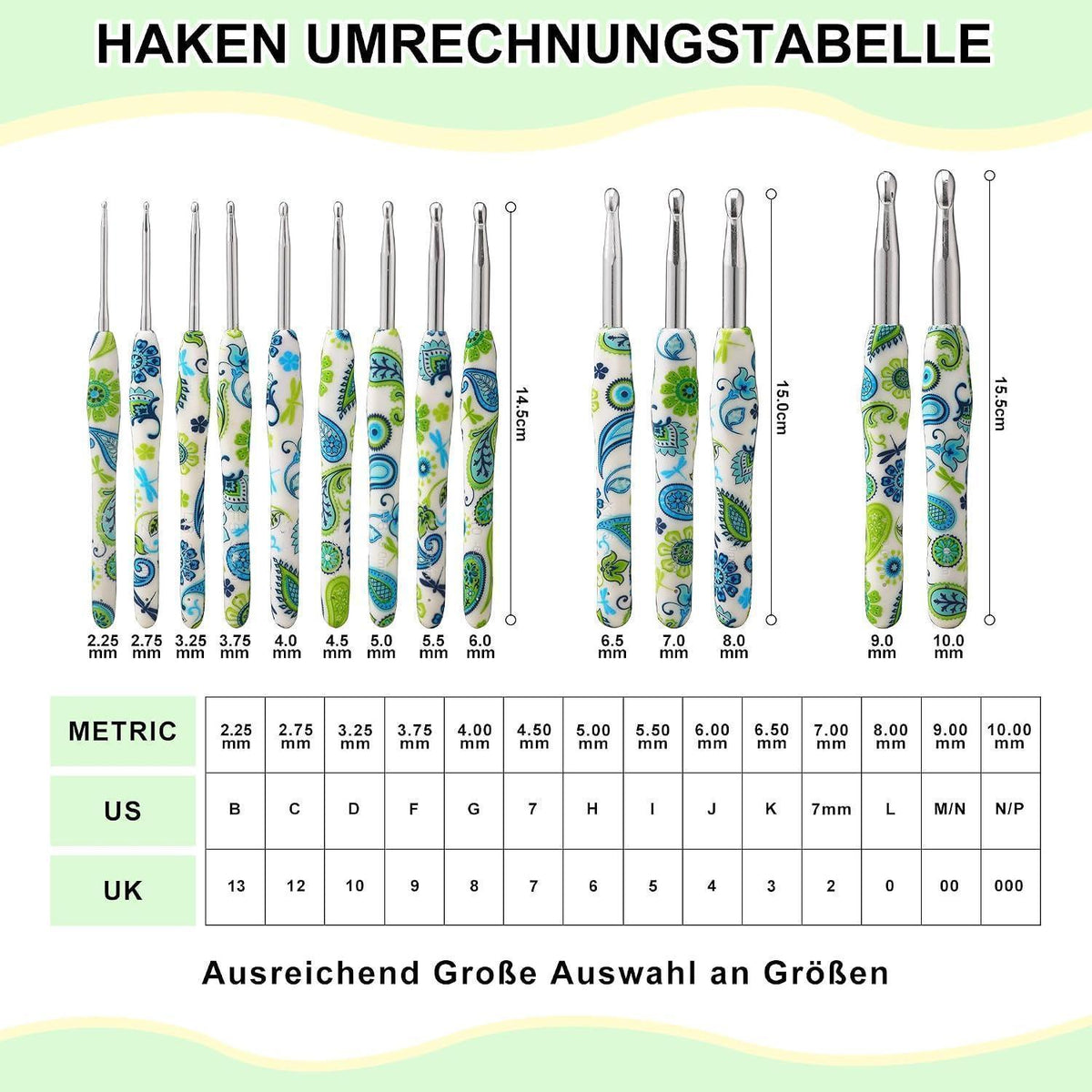 Häkelnadel Set 14 Größen – Ergonomisch & Tragbar