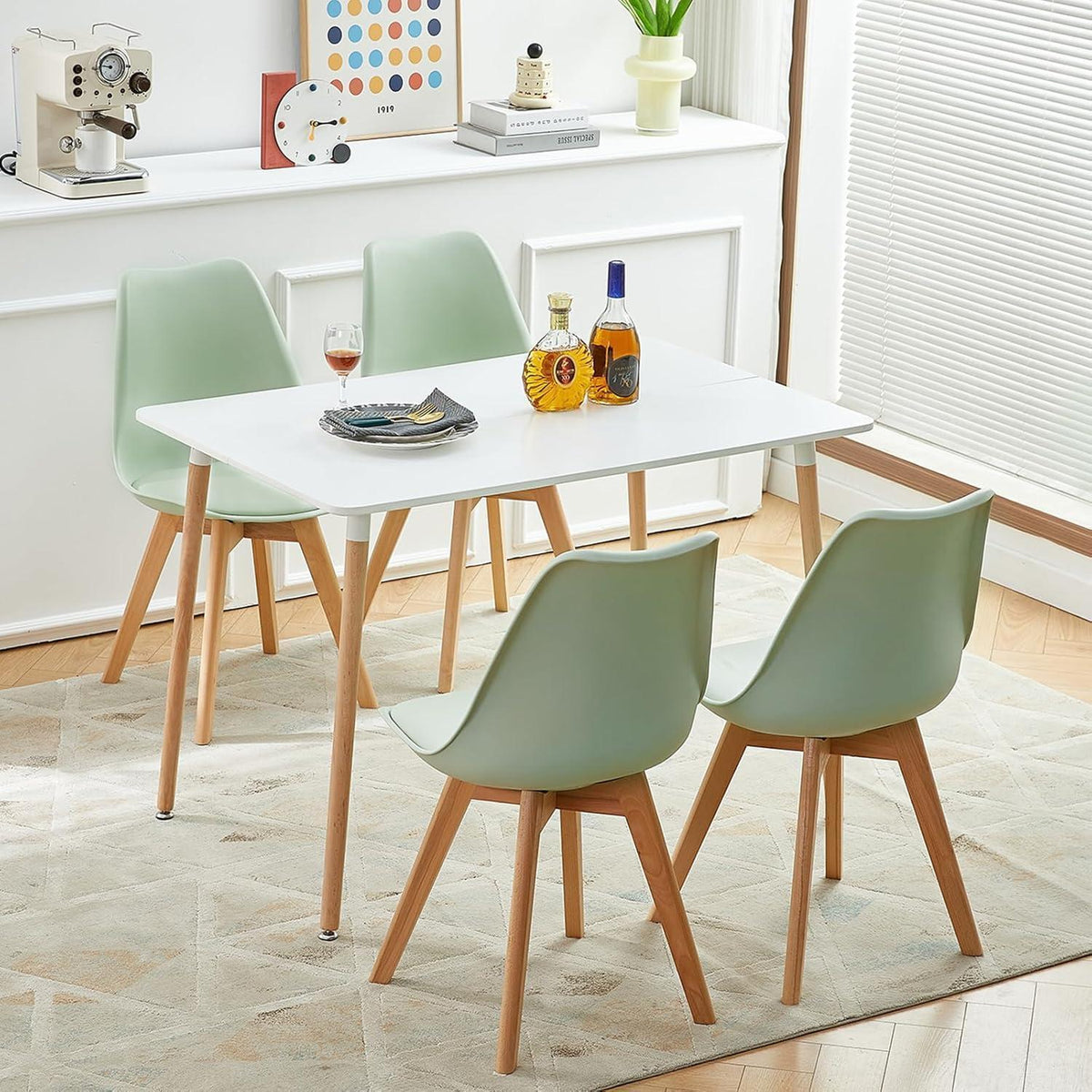 Skandinavische Esszimmerstühle Set 4 – Eiscreme Grün