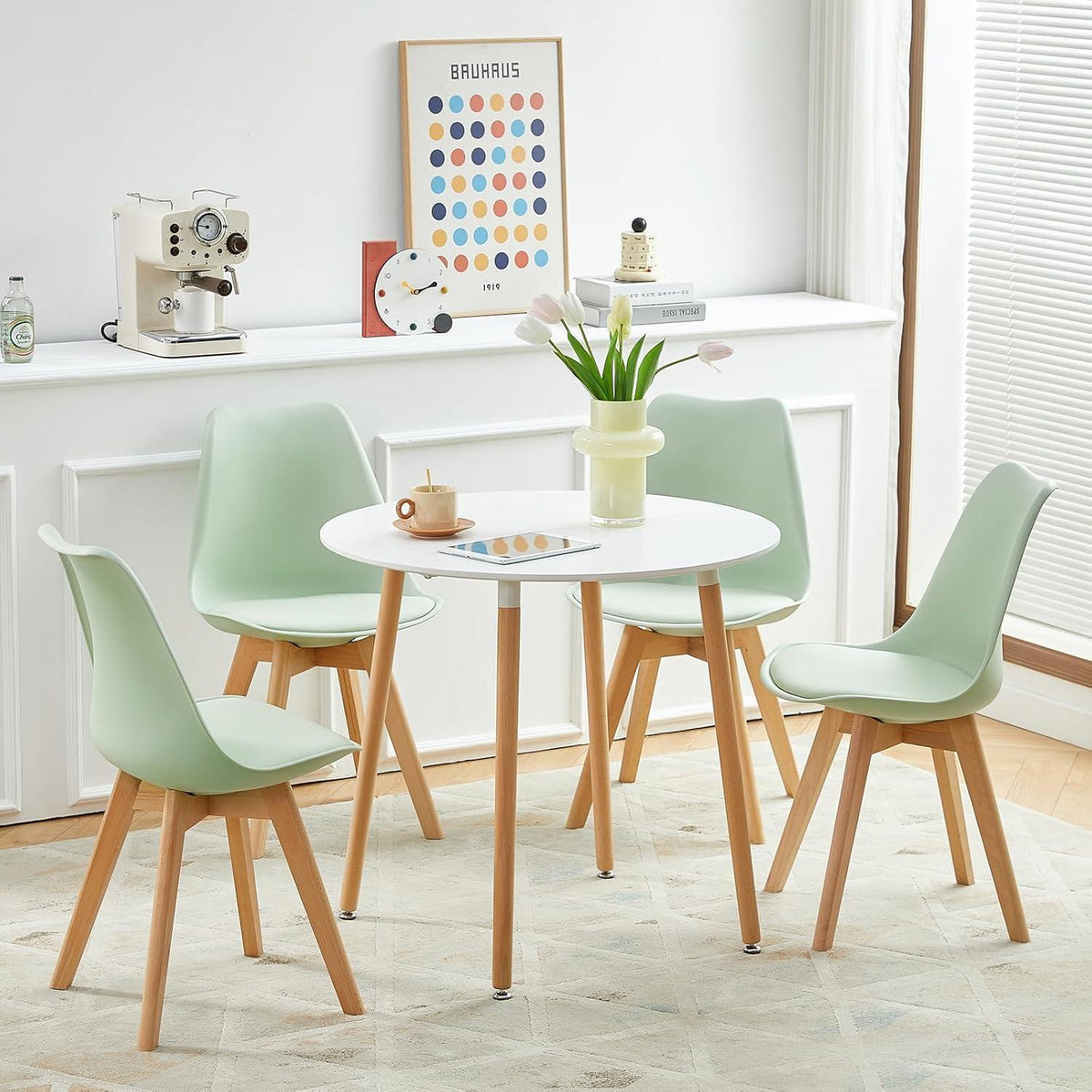 Esszimmerstuhl Set 6er – Skandinavisch, Eiscreme Grün