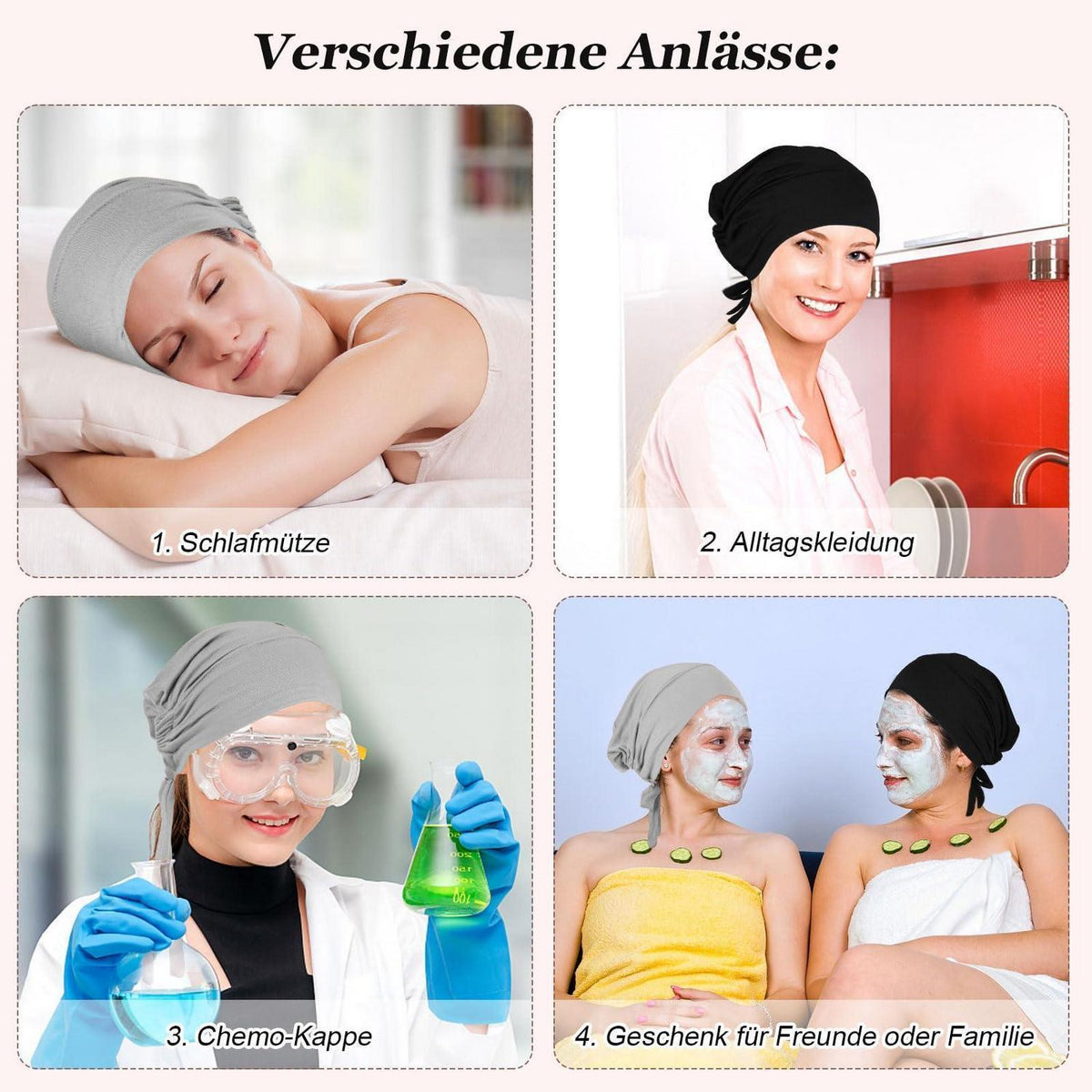 2er Pack Turban Damen Hijab Undercap mit Bindeband Modal-Baumwolle
