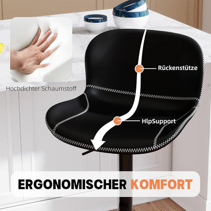 Verstellbarer Barhocker Set (2x) Schwarz in Lederoptik